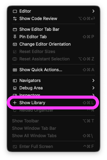 Accessing SF Symbols from View menu